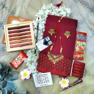 Love & Tradition Maroon Saree Gift Box