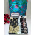 Elegant Black & Golden Saree Gift Package With Matching Jewelry, Bangles & Accessories