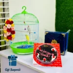 Love Bird Cage with Cake & Prayer Mat Gift Package