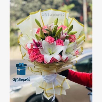Luxury Lily & Rose Flower Bouquet