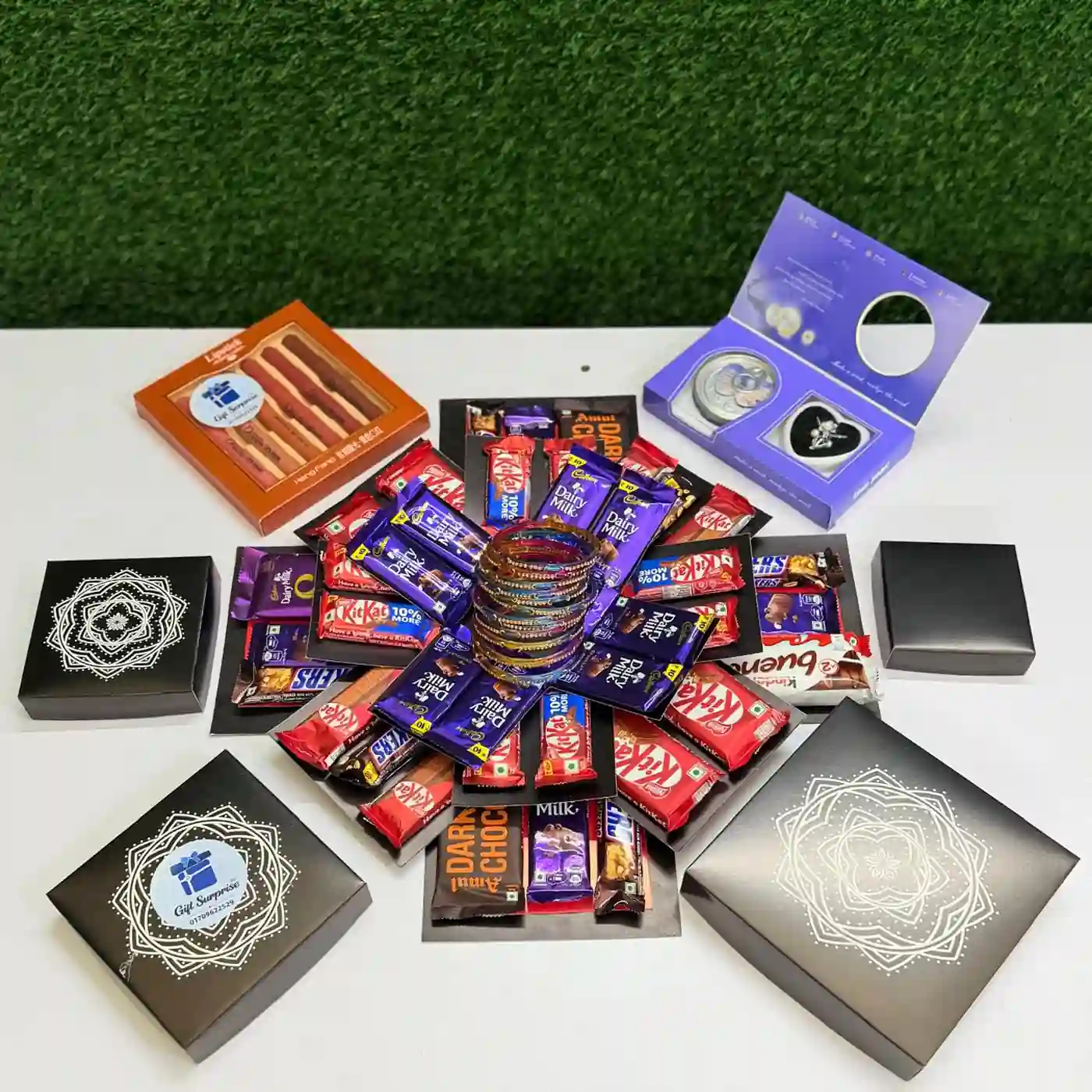 GiftSurpriseBD_1x1_80KB Chocolate Explosion Box with Pearl Necklace Set, Bangles & Lipstick Set - Image 1