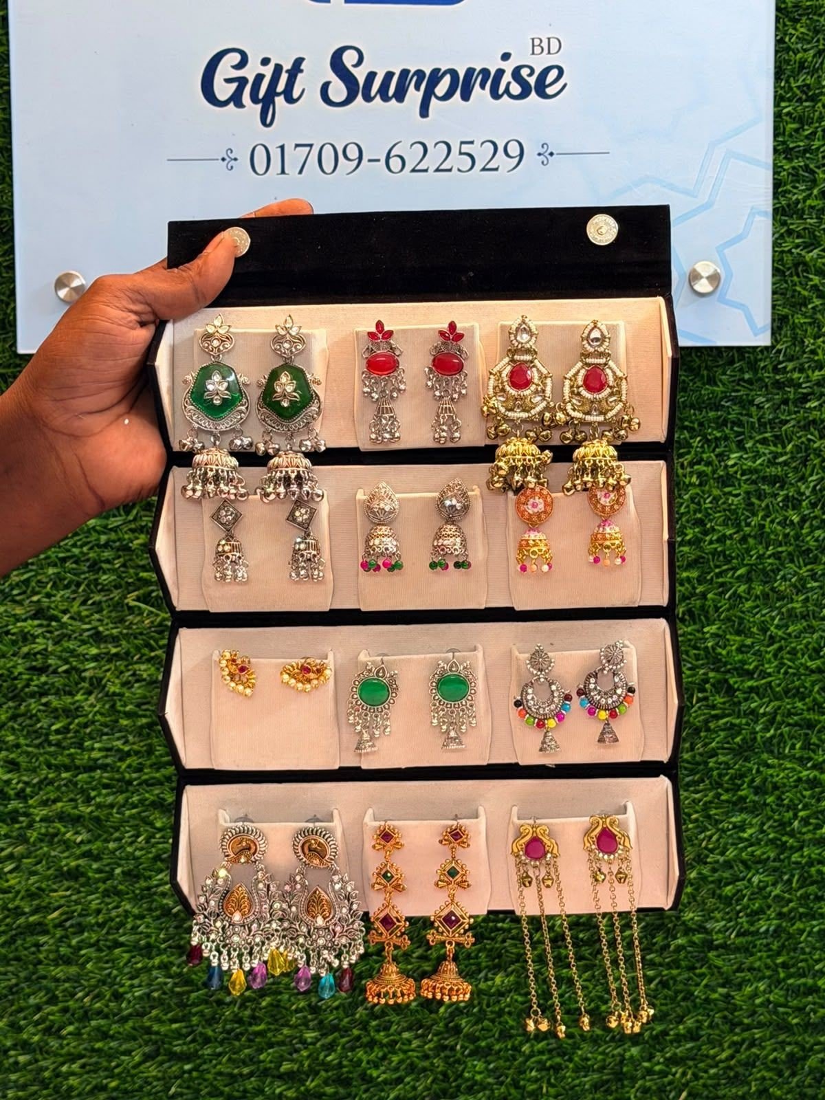 Untitled design - 4 Beautiful Jhumka Set with Storage Box - Image 1